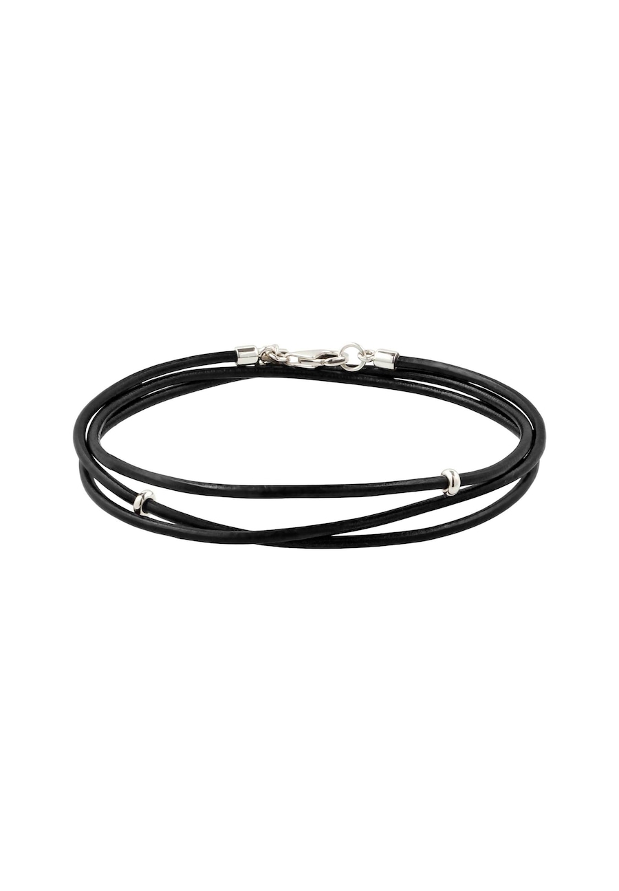KUZZOI Lederband Herren 925 Sterling Silber 19