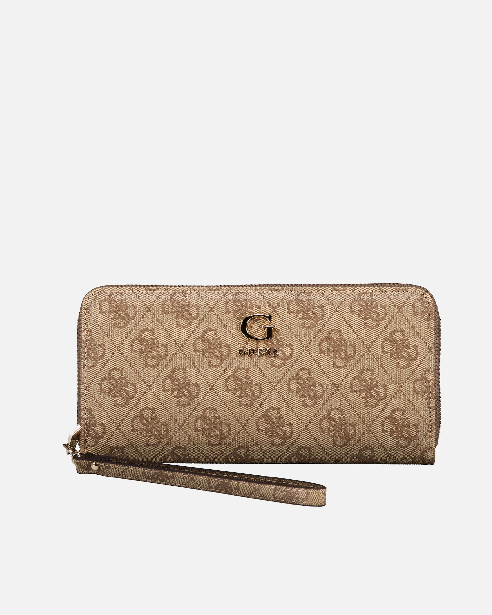 Portemonnaie für Weiblich Guess Geldbörse Coleen 4G-Logo mit Griffschlaufe Latte