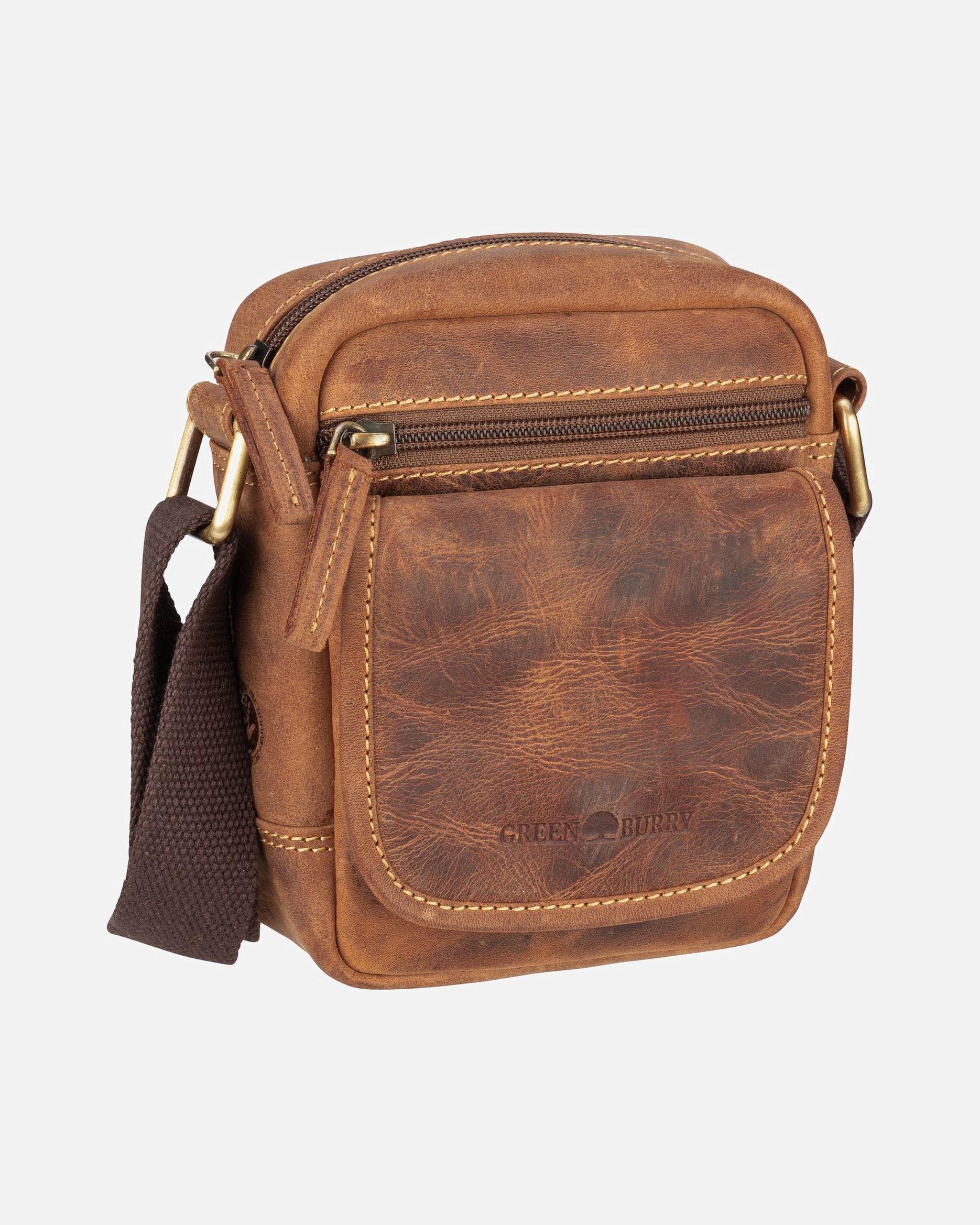 Umhängetasche für Männlich Greenburry Umhängetasche Vintage Sattelbraun