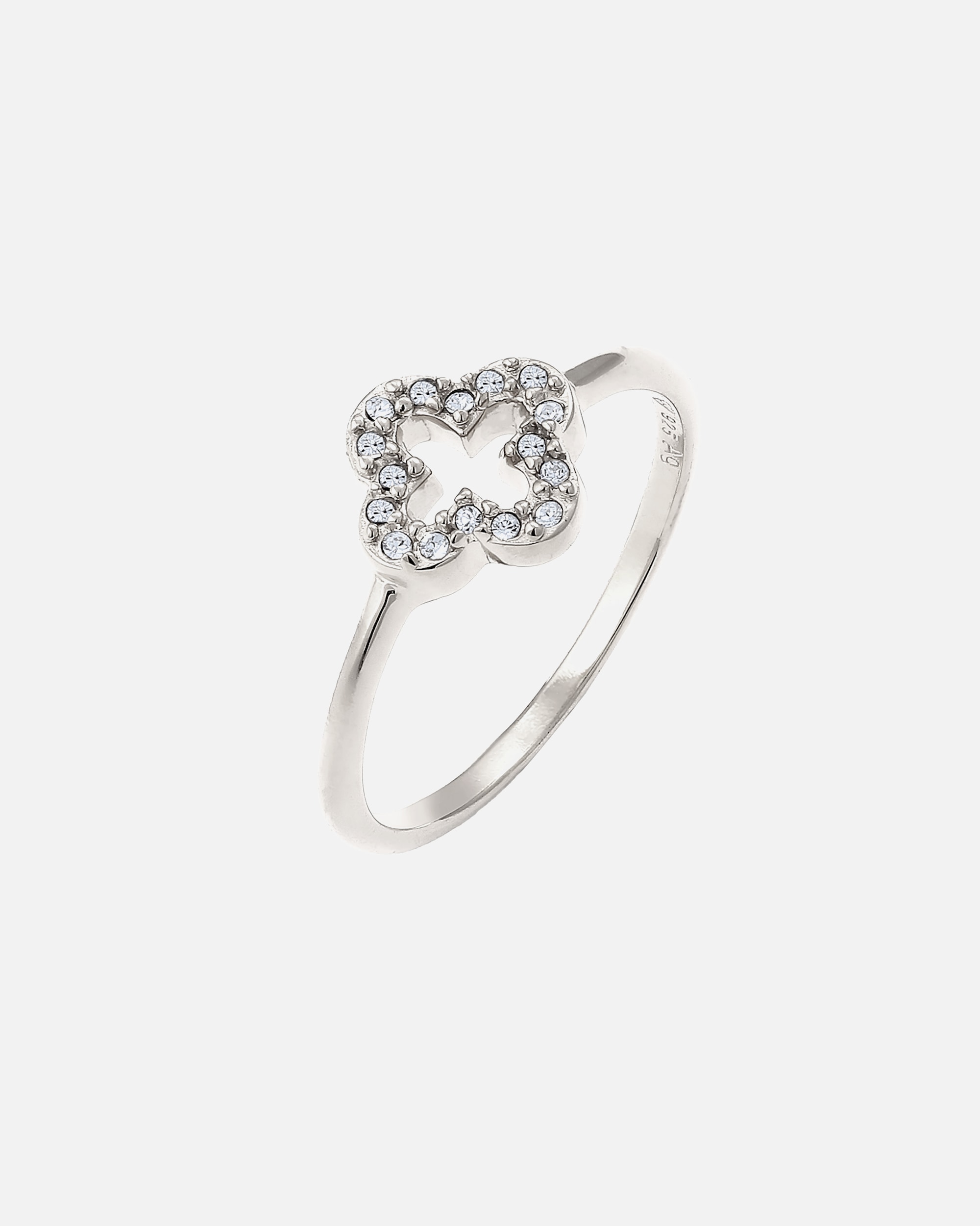 Ring für Weiblich Elli Kleeblatt Weiß 925 Sterling Silber, mit Kristallen von Swarovski® 52