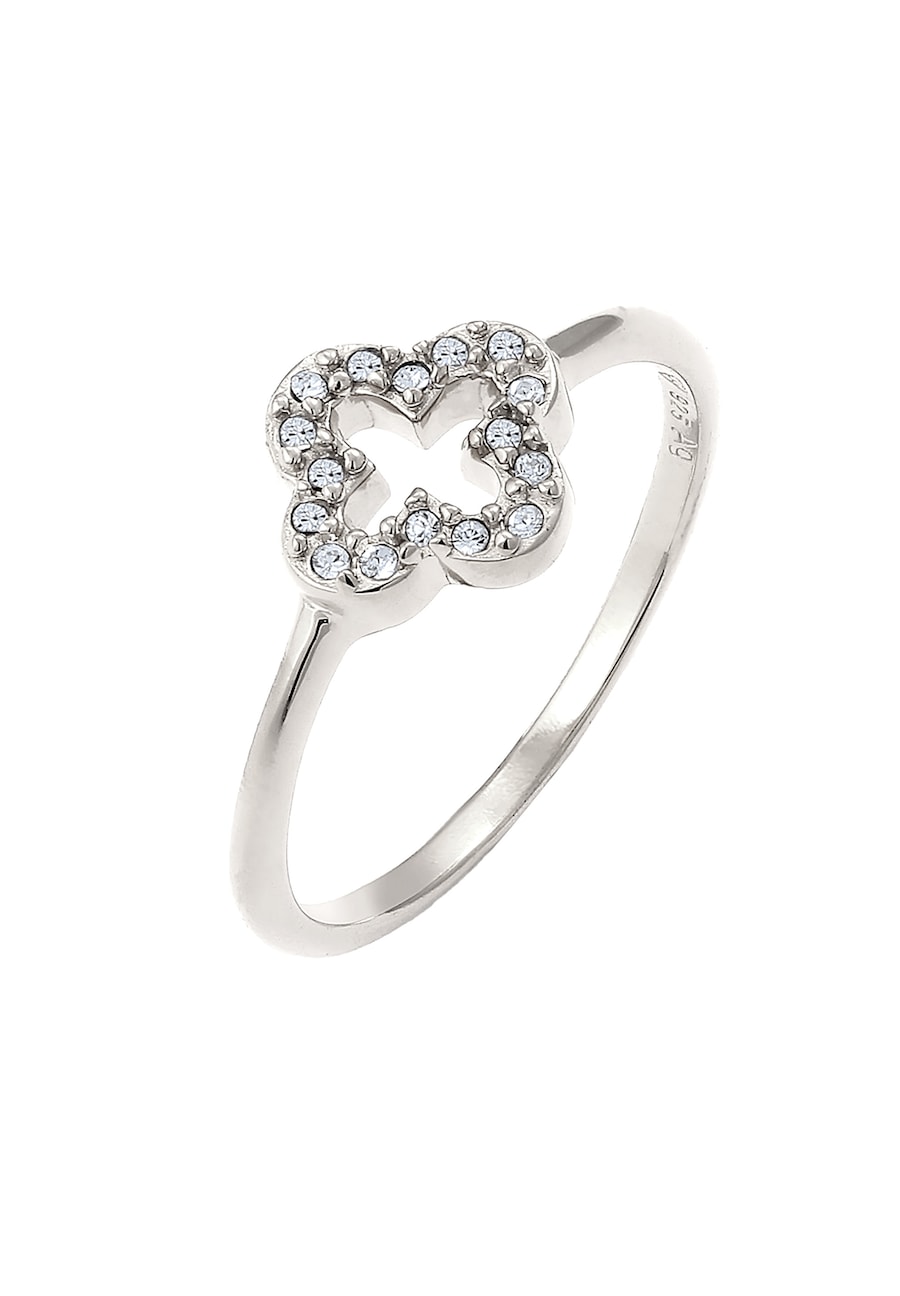 Elli Kleeblatt Weiß 925 Sterling Silber, mit Kristallen von Swarovski 58 Damen