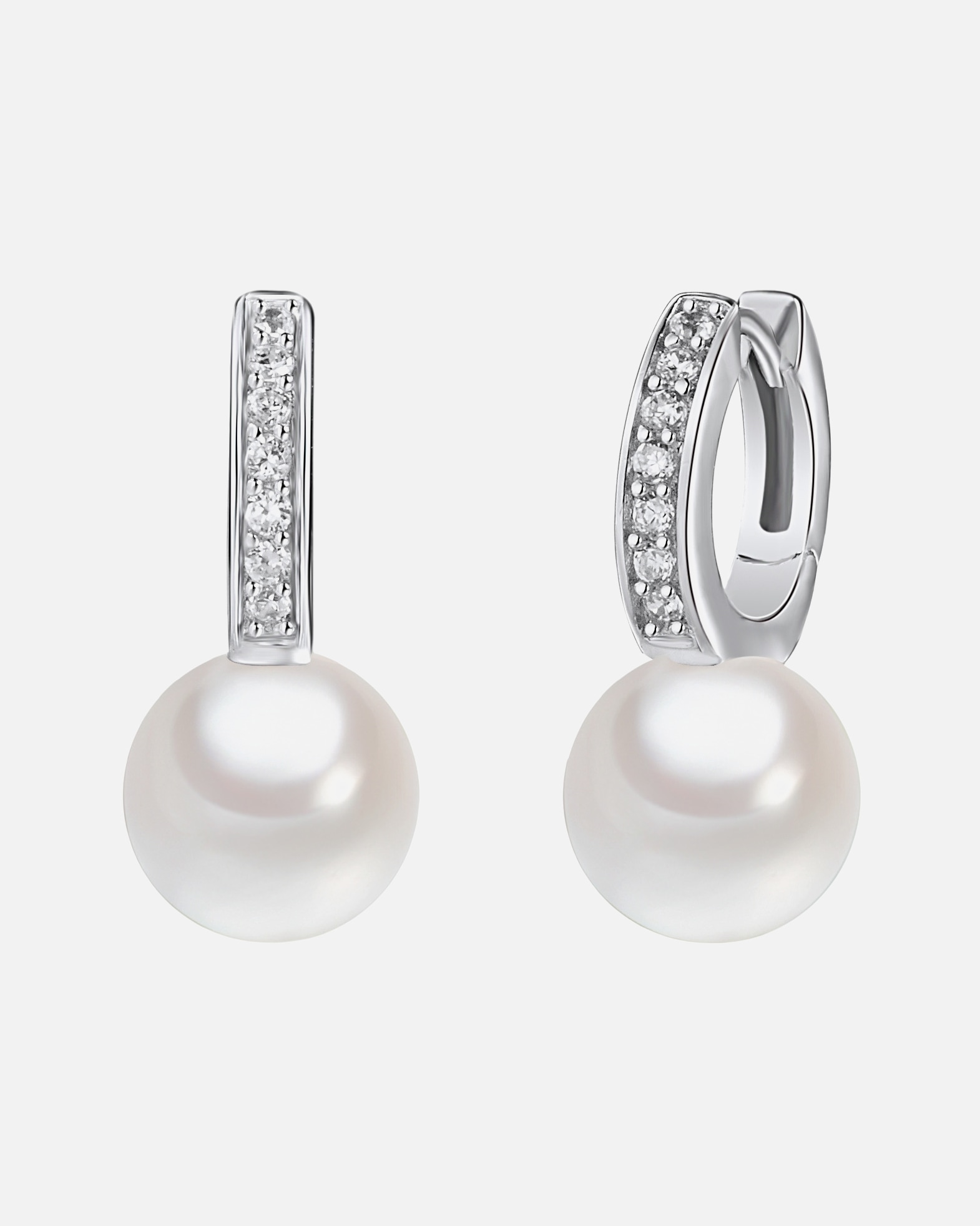 Creolen für Weiblich Rafaela Donata Creolen Sterling Silber Zirkonia Muschelkernperle in Silber 22,0 mm