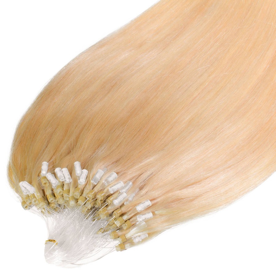 hair2heart Microring Extensions Premium Echthaar #9/0 Lichtblond 1g 60cm Nude Damen
