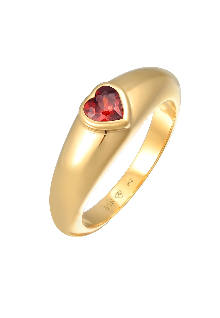 Elli Zirkonia Herz Bandring Liebe 925 Silber vergoldet 46 Damen