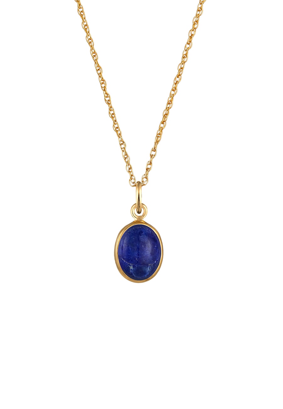Elli Lapis Lazuli Edelstein Anhänger Oval 925 Silber goldfarben Damen