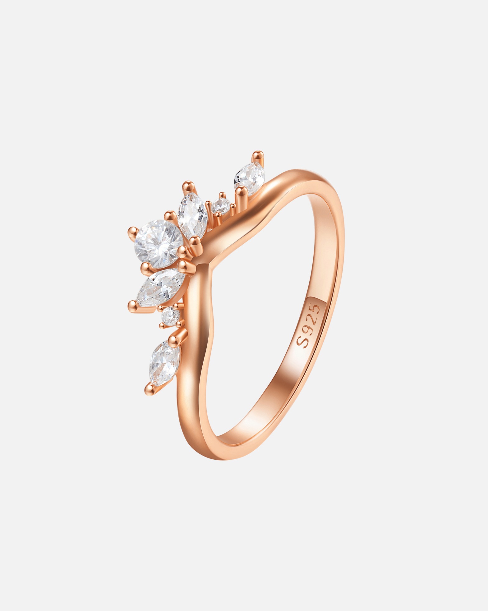 Ring für Weiblich Hey Happiness Default Brand Line Ring mit V-Design 925er Sterlingsilber rosevergoldet 57