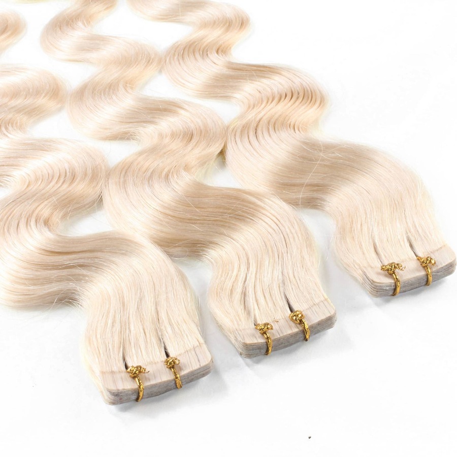 hair2heart Tape Extensions Echthaar #10/0 Hell-Lichtblond 40cm Nude Damen