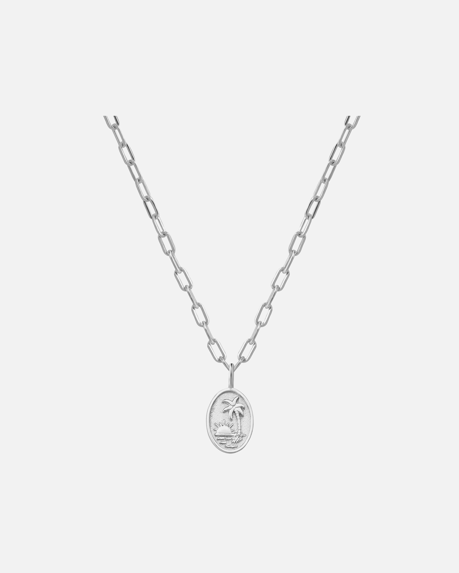 Halskette für Weiblich Glanzstücke München Halskette Sonnenuntergang/Palme aus Sterling Silber in silber 40,0 cm Basiskette + 5,0 cm Verlängerung