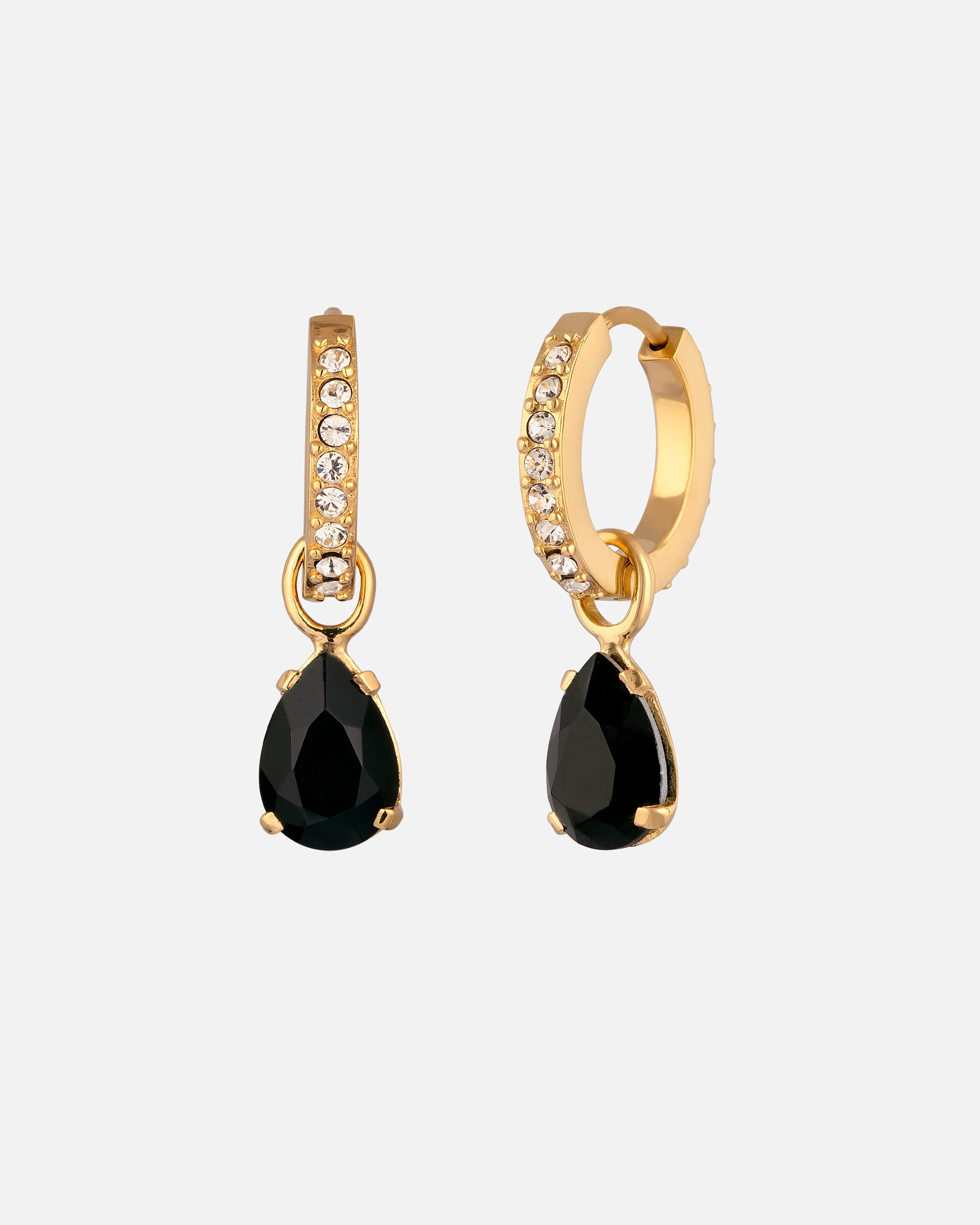 Ohrringe für Weiblich Elli Creolen mit Tropfen Schwarz 925 Sterling Silber, mit Kristallen von Swarovski® goldfarben