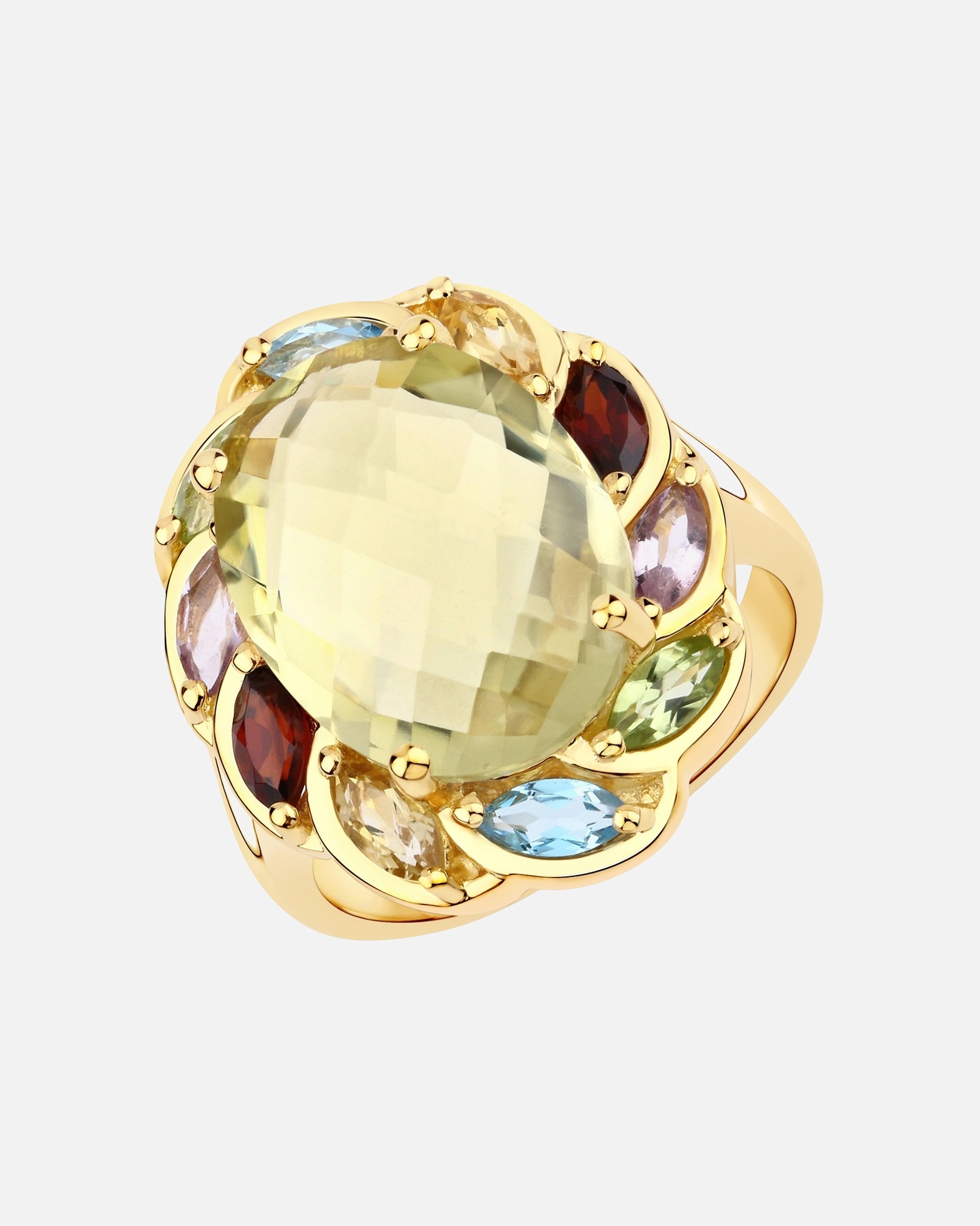 Ring für Weiblich Rafaela Donata Ring Sterling Silber Lemonquarz in Gelbgold 50