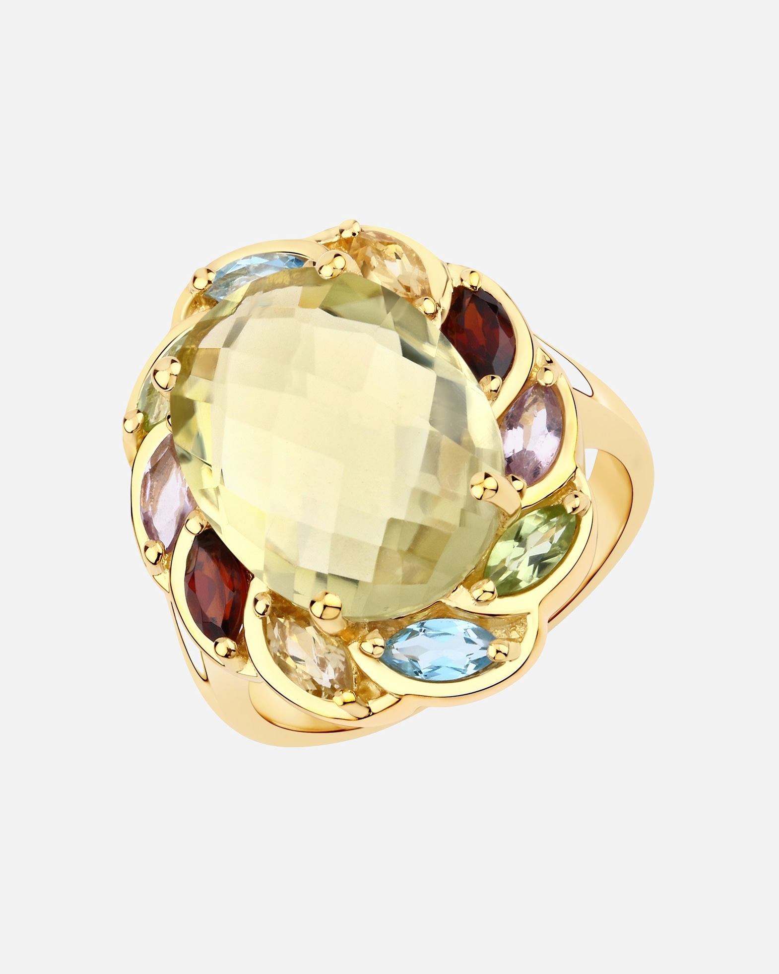 Ring für Weiblich Rafaela Donata Ring Sterling Silber Lemonquarz in Gelbgold 52