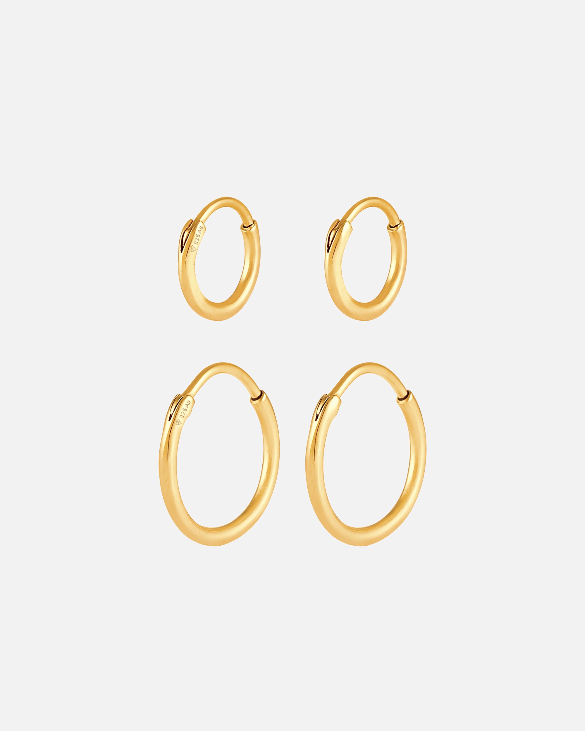 Ohrringe für Weiblich Elli Creolen Set 925 Sterling Silber goldfarben
