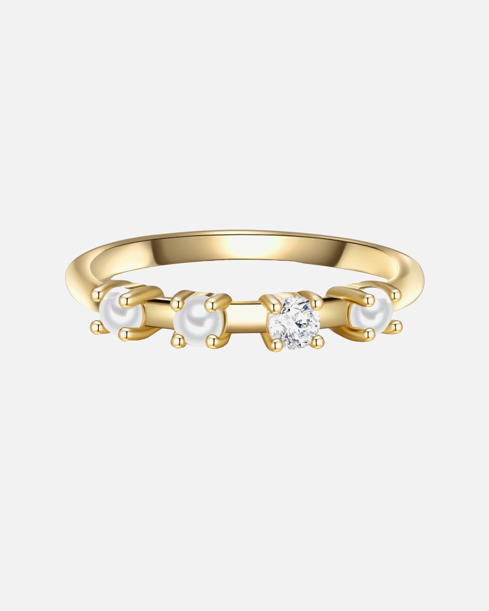 Ring für Weiblich Glanzstücke München Ring Sterling Silber Zirkonia Süßwasser-Zuchtperle in Gelbgold 54