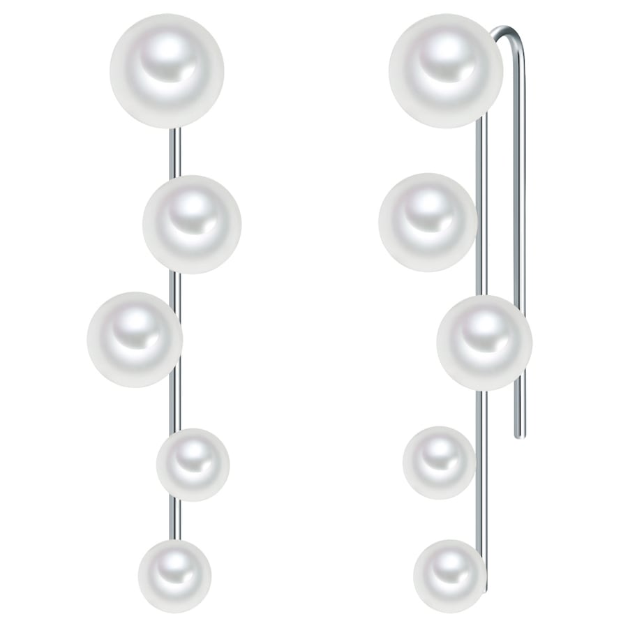 Lulu & Jane Perlen-Ohrhänger Messing Muschelkernperle in Silber 51,7 mm Damen