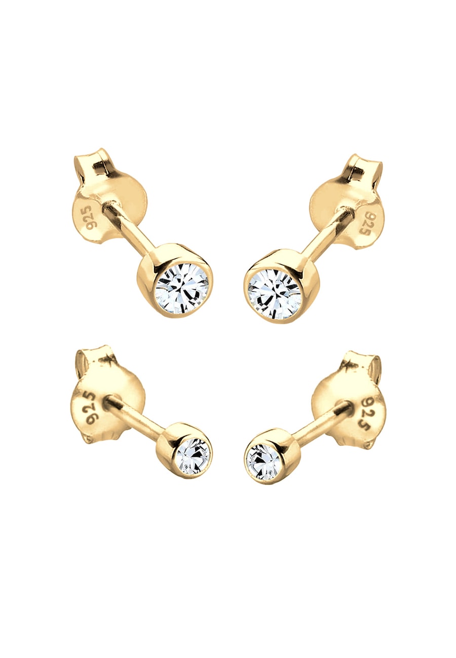 Elli Ohrringe Set Basic 925 Silber, mit Kristallen von Swarovski Weiß Damen