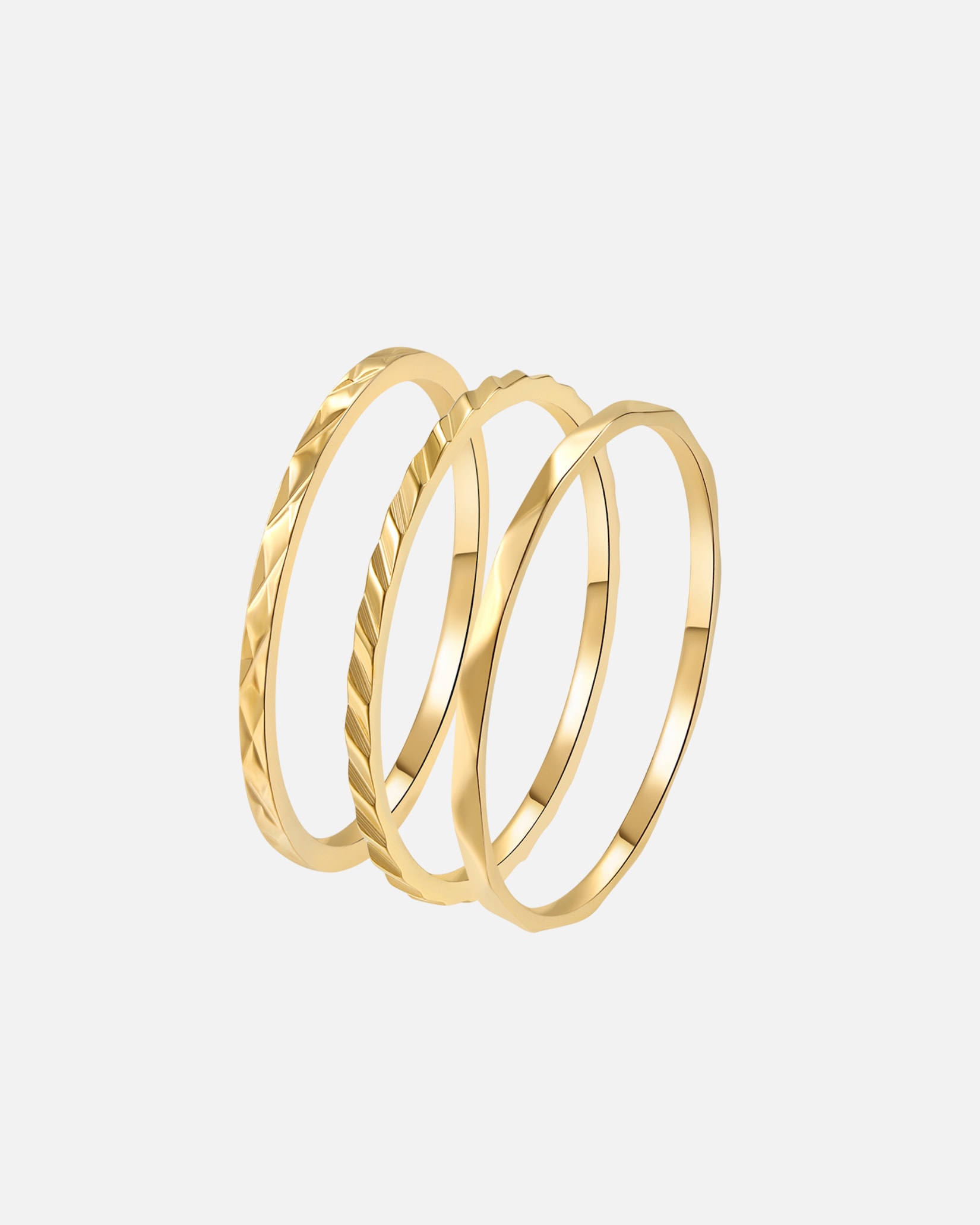Ring für Weiblich Hey Happiness Default Brand Line Stacking Ring-Set 3-teilig Edelstahl vergoldet 49