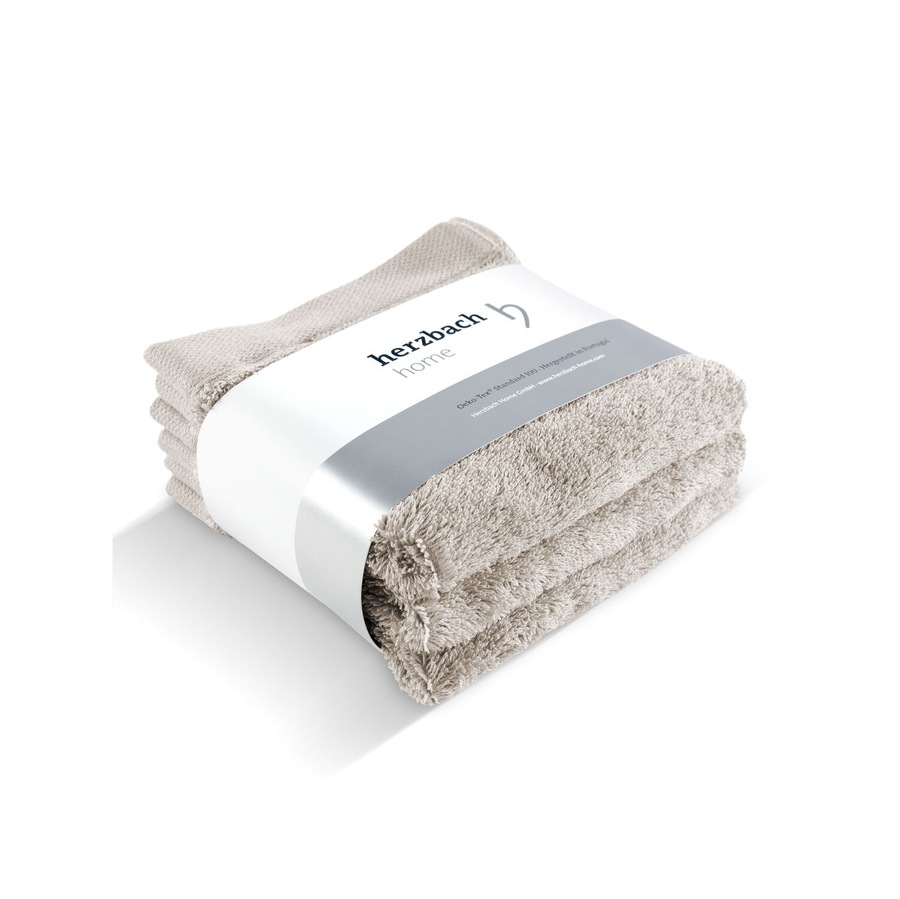 Herzbach Home Seiftuch Pura 3er-Set einfarbig Sandgrau