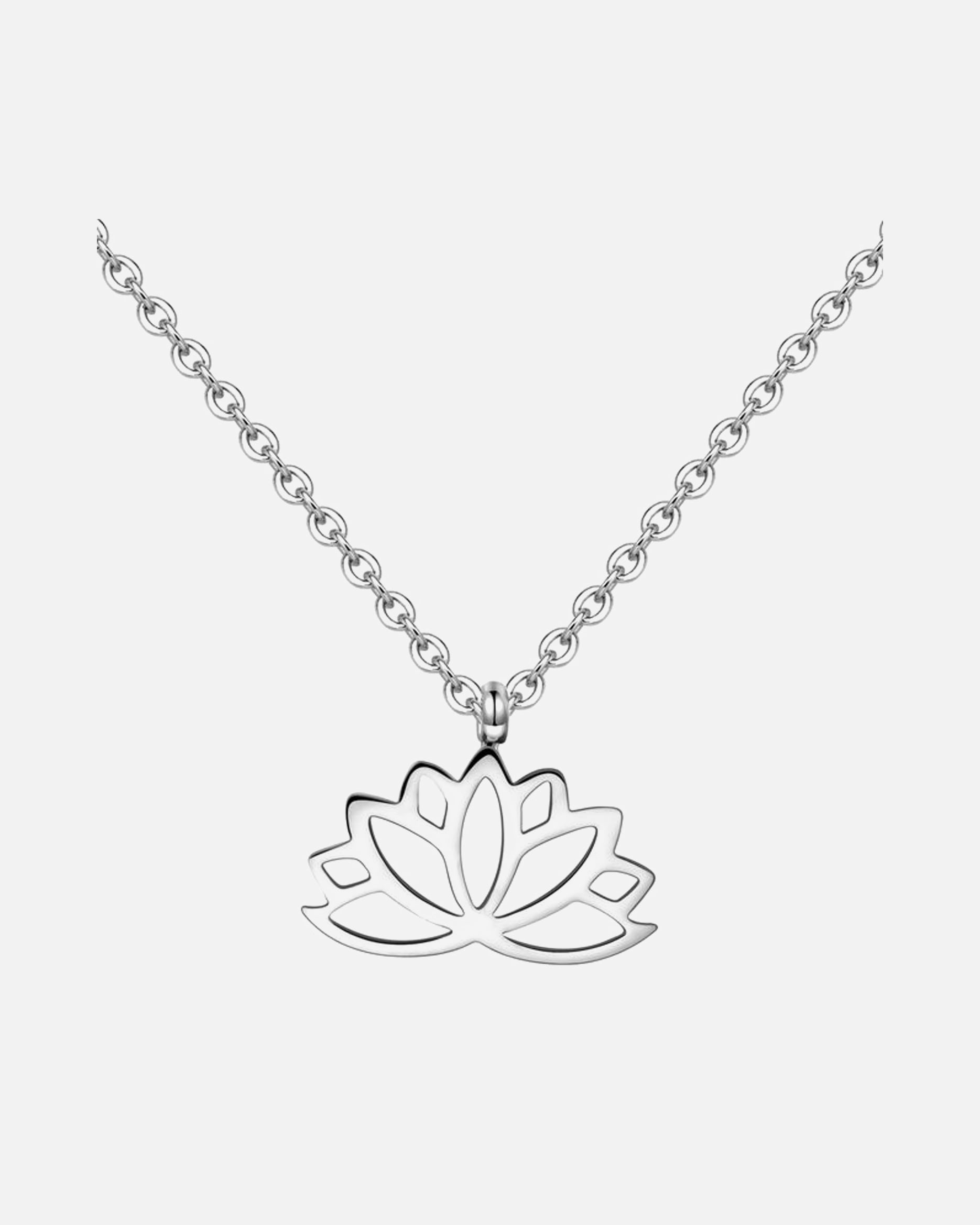 Halskette für Weiblich Hey Happiness Default Brand Line Lotus Anhänger Halskette – Edelstahl Schmuck – wasserfest Silber
