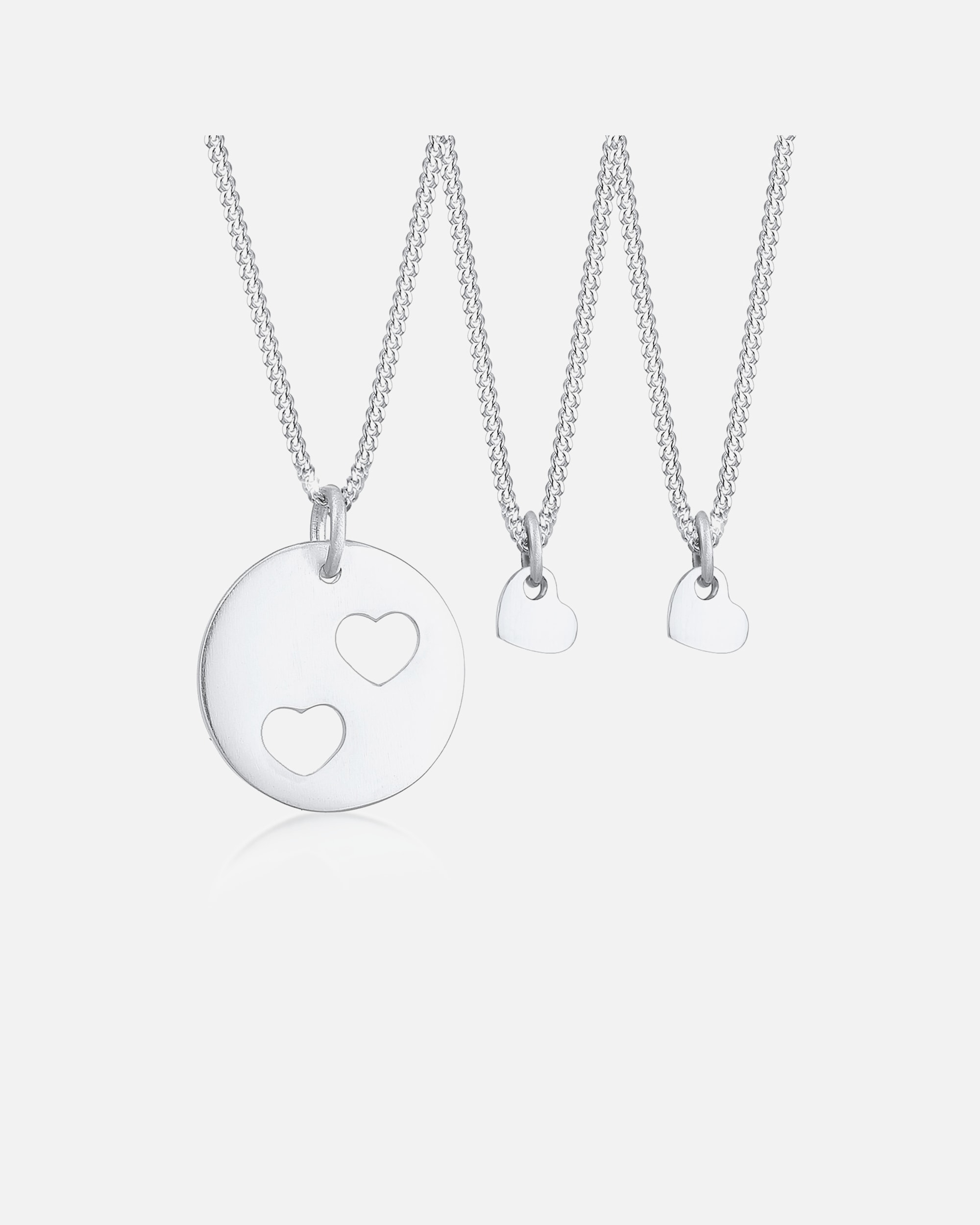 Schmuckset für Weiblich Elli Ketten Trio Herz Mutter Kind Cut Out 925er Silber silberfarben