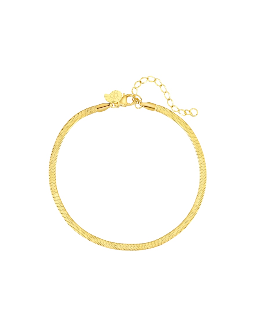 Hey Happiness Flache Fußkette Schlangen, aus Edelstahl Gold Damen