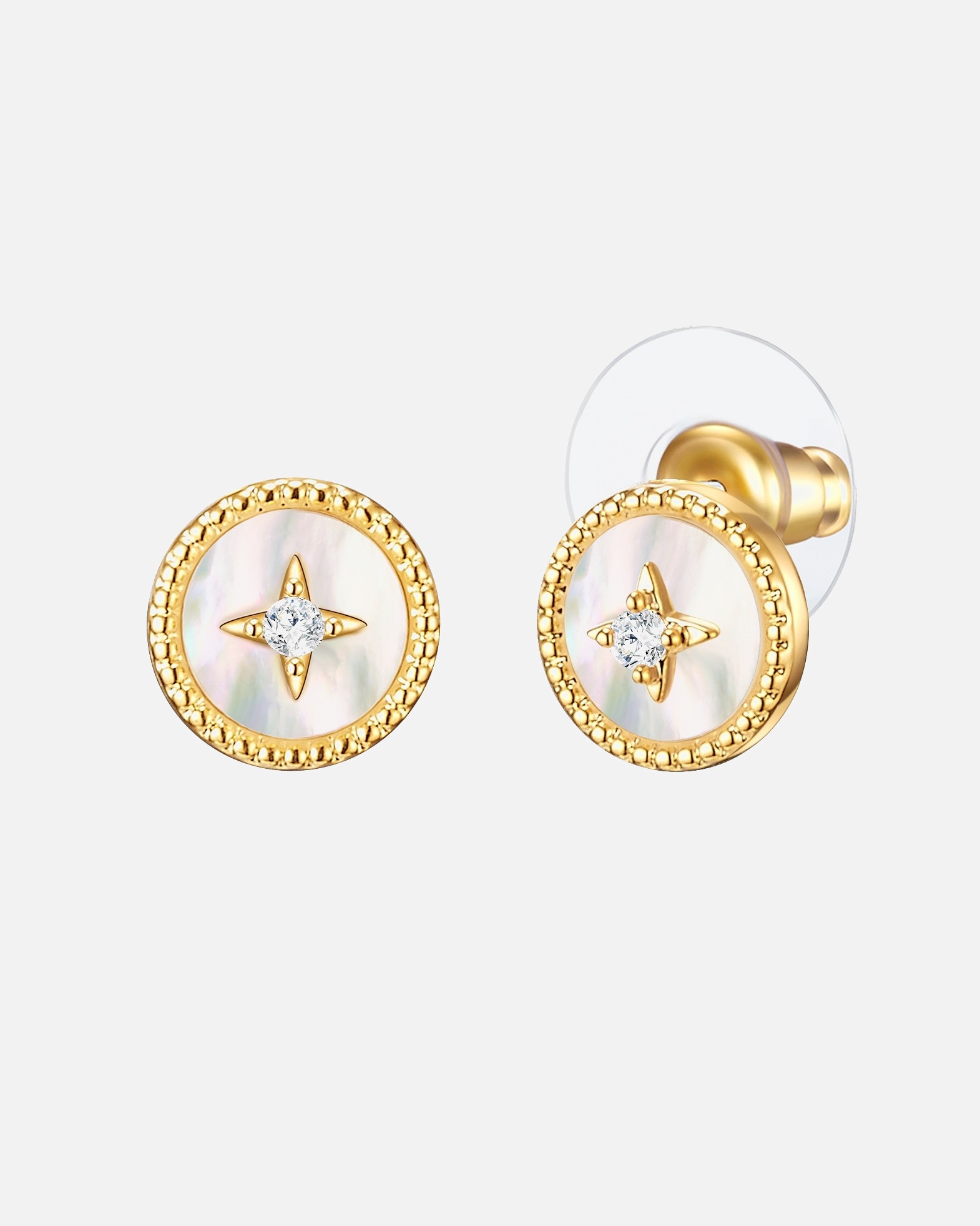 Ohrringe für Weiblich Lulu & Jane Ohrstecker Metall-Legierung Perlmutt in Gelbgold 10,4 mm