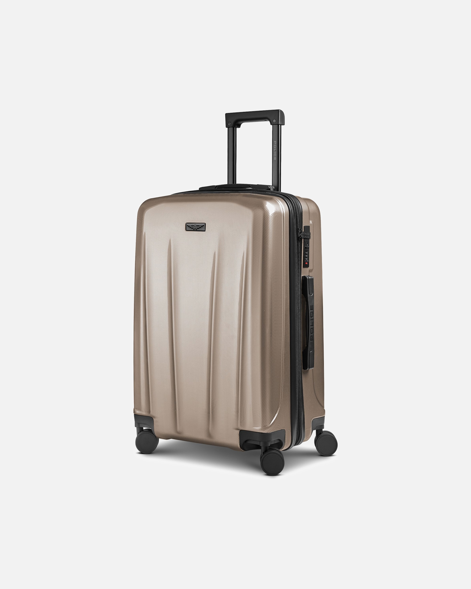 Trolley für Männlich Police New York 4 Rollen Trolley M 62 cm mit Dehnfalte champagner