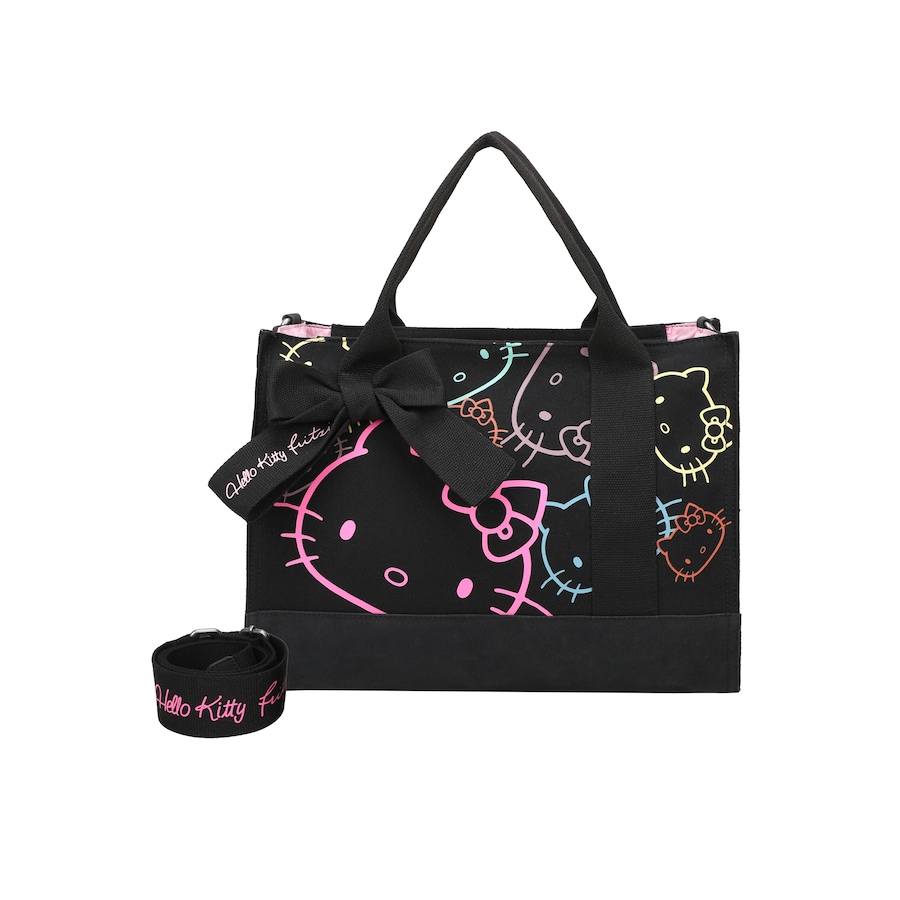 Fritzi aus Preußen Henkeltasche Tote Bag Canvas Limited Outline mit Hello Kitty-Print schwarz Schwarz Damen
