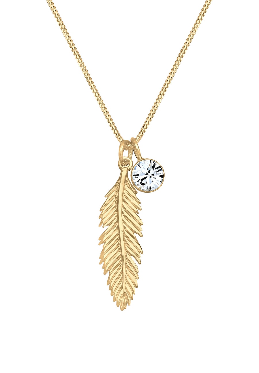 Elli Halskette Feder Boho 925 Silber, mit Kristallen von Swarovski 45 Damen