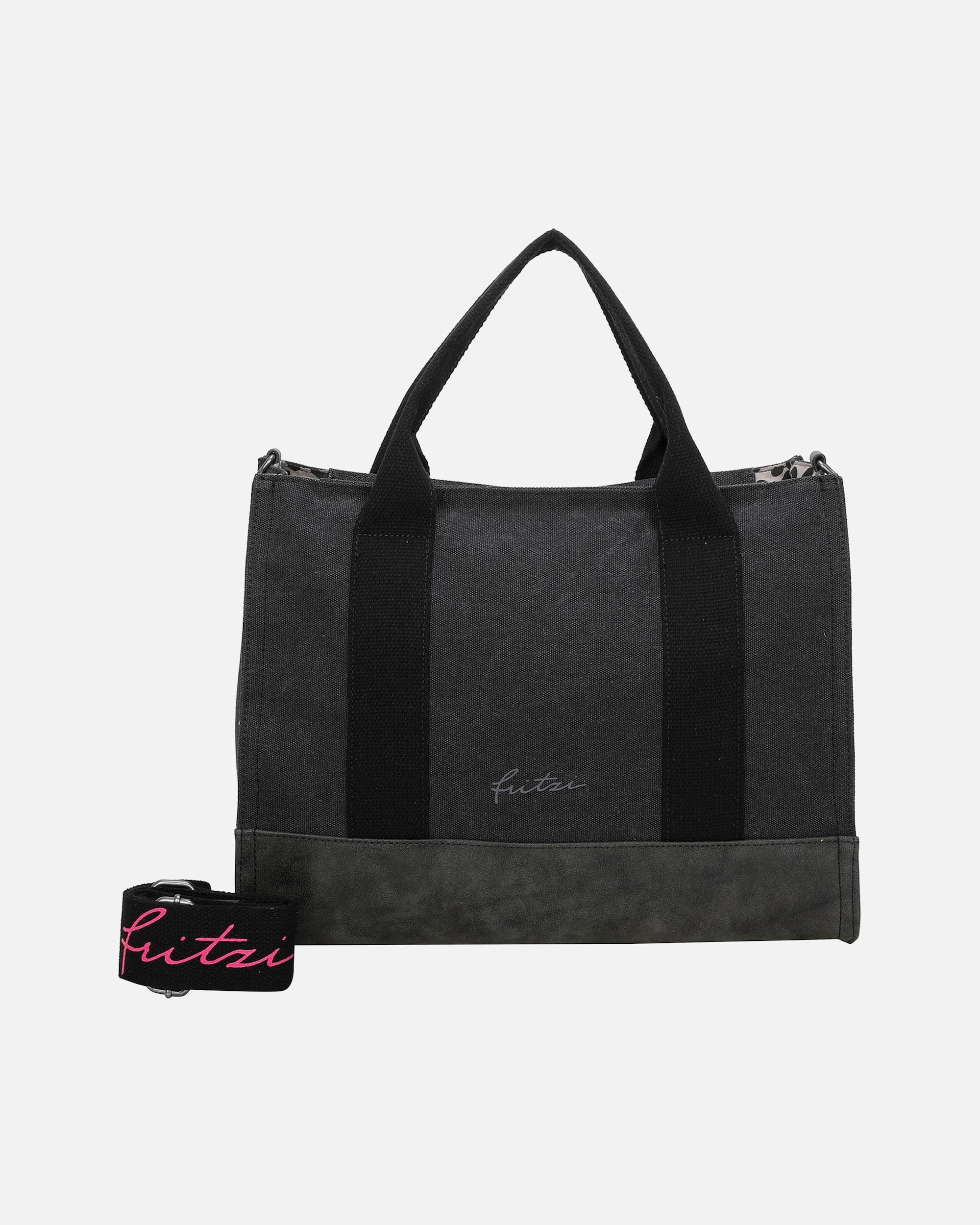 Tasche für Weiblich Fritzi aus Preußen Shopper Canvas Tote Bag mit verstell- und abnehmbarem Schulter-Riemen black