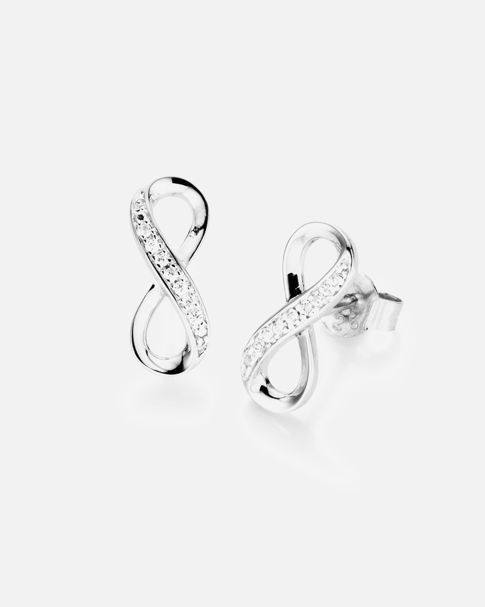 Ohrringe für Weiblich Smart Jewel Ohrstecker Infinity, Unendlichkeit mit Zirkonia, Silber 925 Onesize