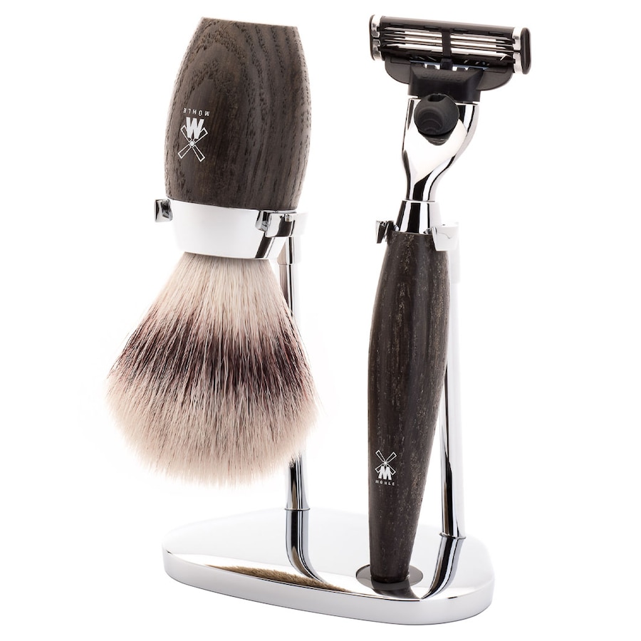 Mühle KOSMO 3-teiliges Rasierset, Silvertip Fibre , mit Gillette Mach3 Griffmaterial Mooreiche Herren