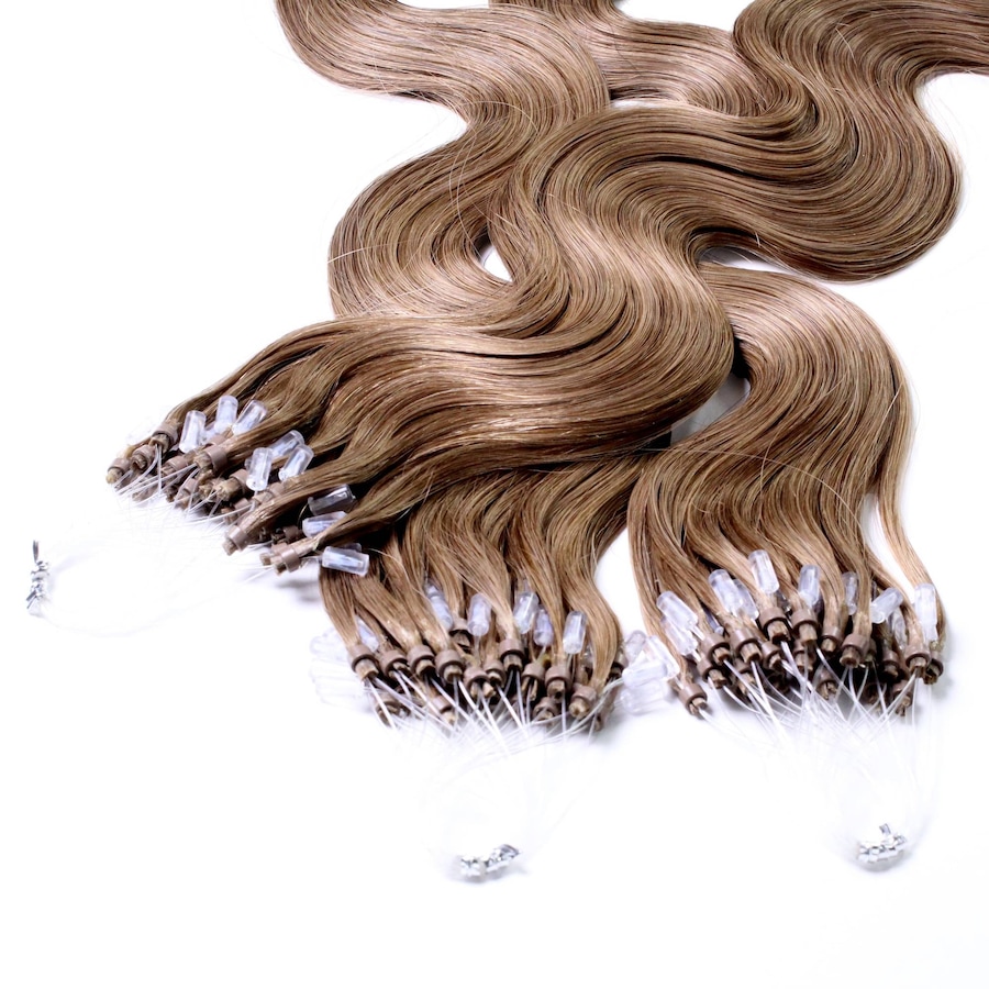 hair2heart Microring Extensions Echthaar #8/1 Hellblond Asch 0.5g 60cm Braun Damen