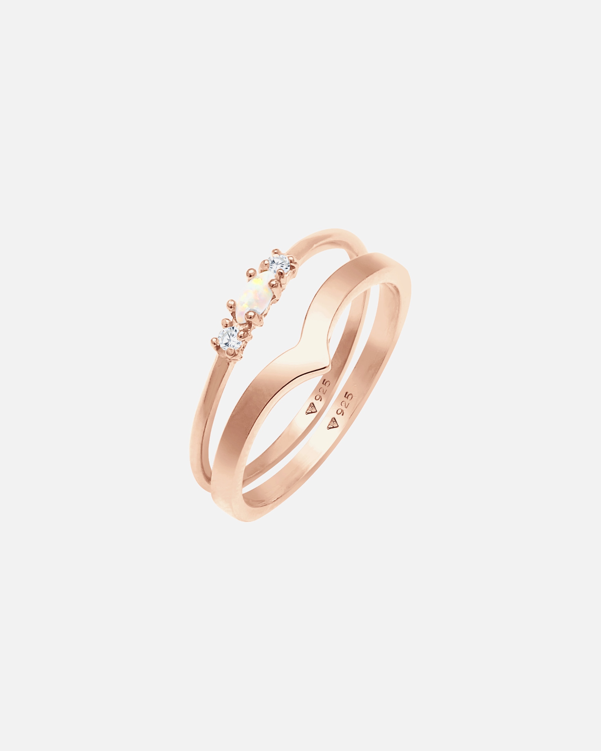 Ring für Weiblich Elli Set Marquise Opal Zirkonia Dreieck 925 Silber 52