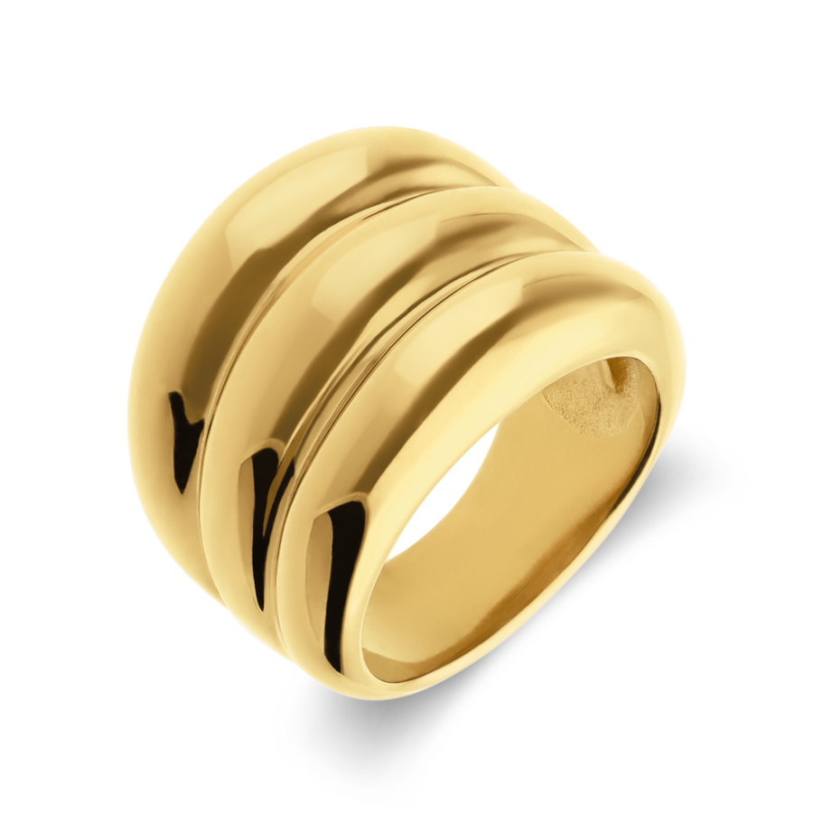 Lucardi Ring Stahl - Gelbgold legiert Gold 50mm Damen