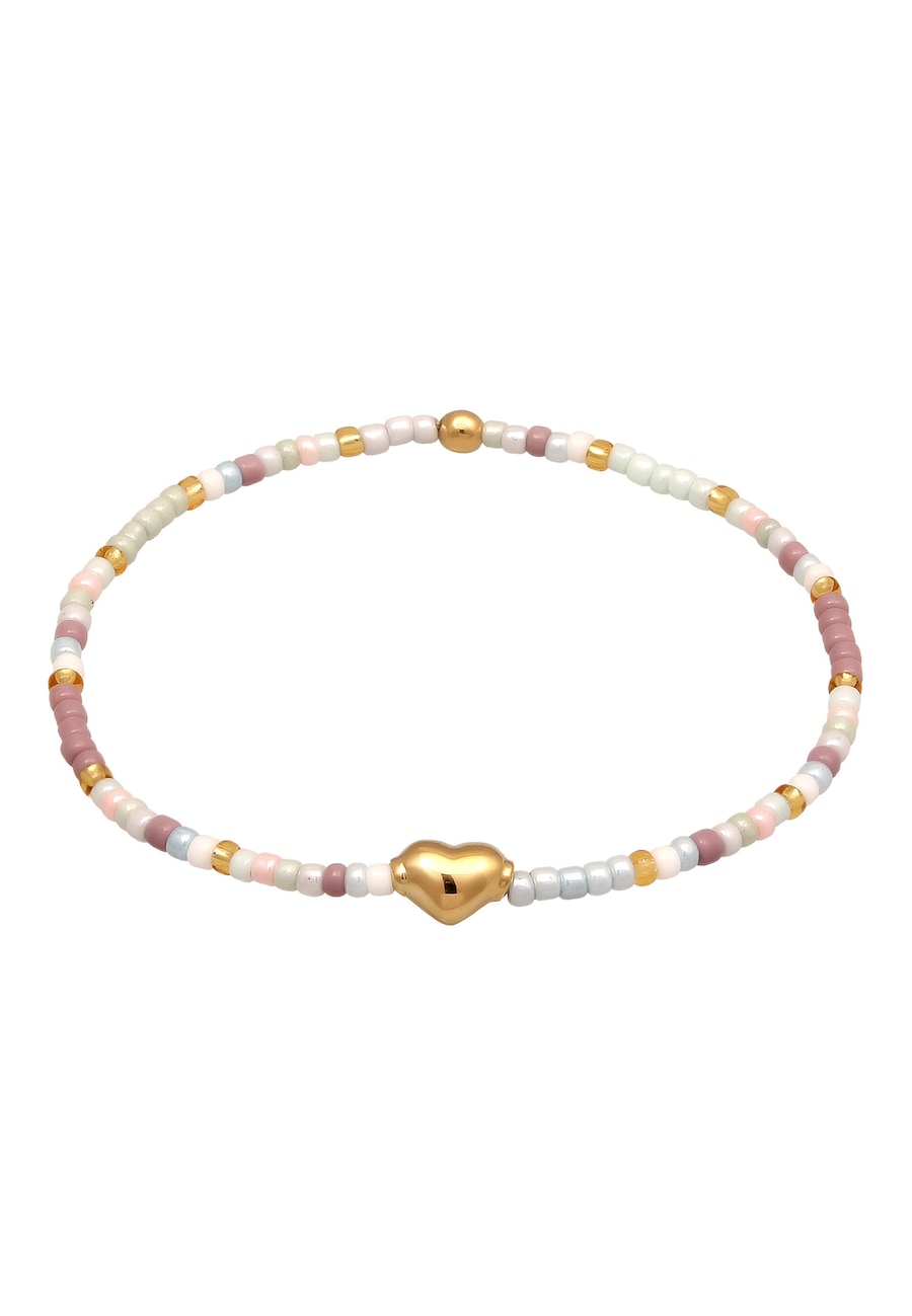 Elli Armband mit Perlen Herz 925 Sterling Silber vergoldet 14 Damen