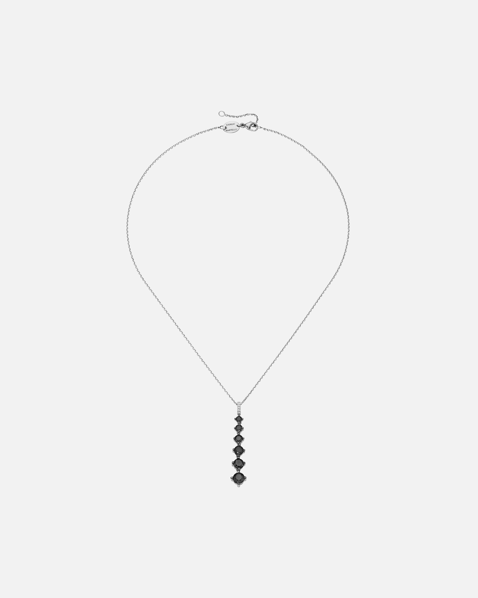 Halskette für Unisex Giorgio Martello Milano Kette mit Zirkonia oder schwarzem Spinell, Silber 925/- Schwarz