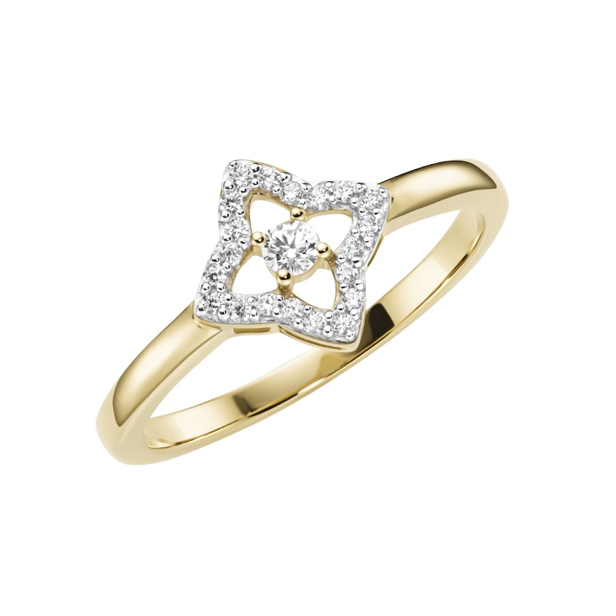 Luigi Merano Ring in Blütenform, mit Zirkonia, Gold 375 56 Hellbraun