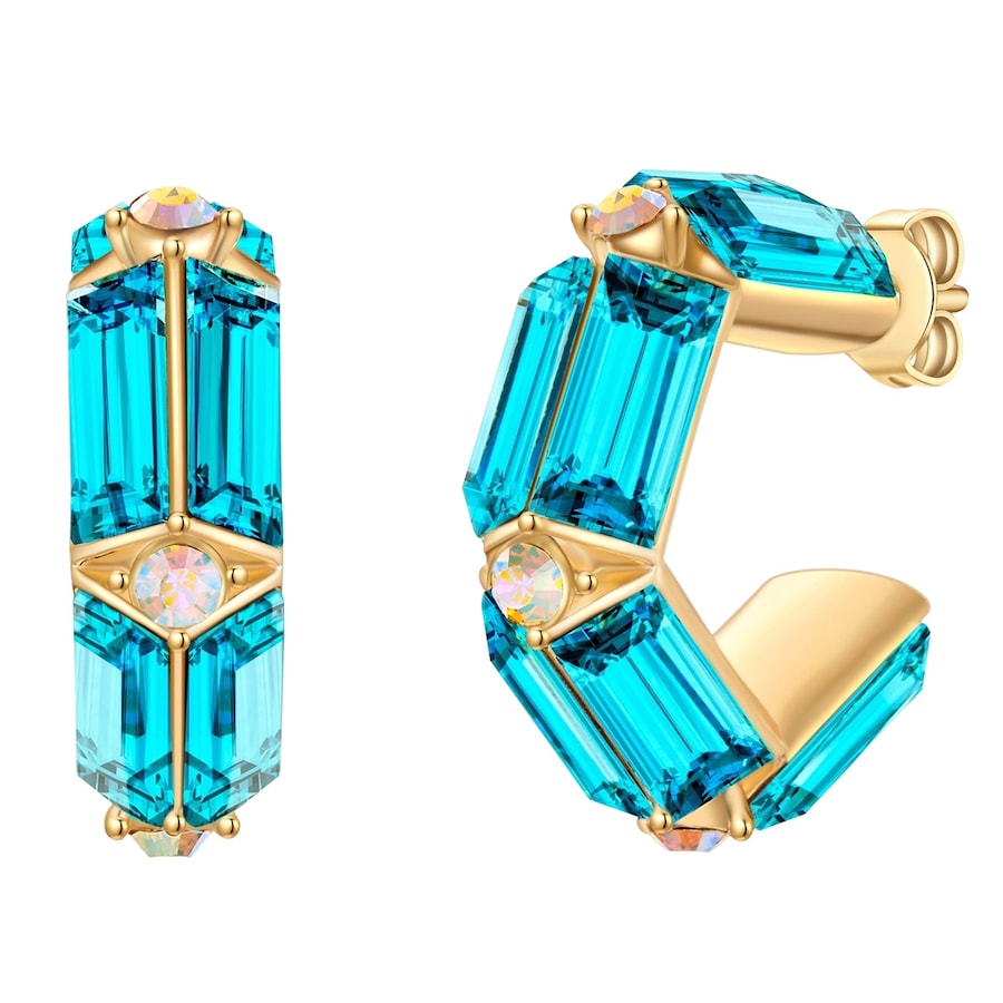 Yokoamii Creolen aus Metall-Legierung in gelbgold mit Glaskristall 16,8 mm Damen