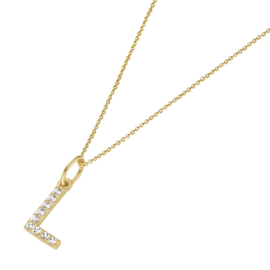 Luigi Merano Kette Anhänger Buchstabe L mit Zirkonia, Gold 375 45 cm Damen