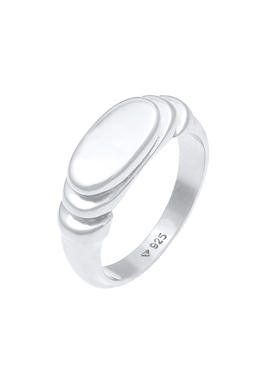 Elli Siegelring Poliert Oval Abgestuft 925 Silber 52 Damen