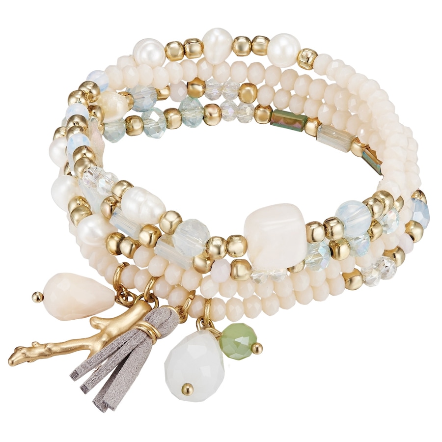 Lulu & Jane Armband Metall-Legierung Crystal Süßwasser-Zuchtperle in Gelbgold 20,0 cm Damen