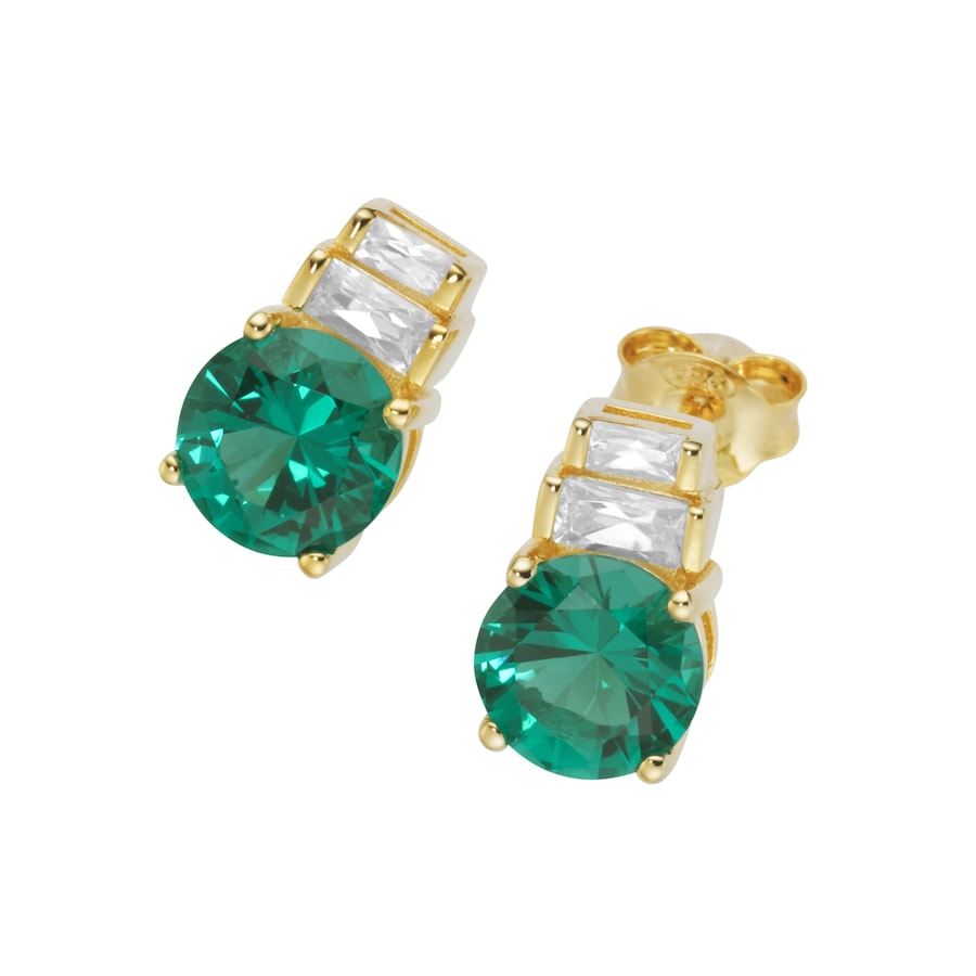 Giorgio Martello Milano Ohrstecker mit Zirkonia weiß und Kristallsteine grün, Silber 925 Onesize Damen