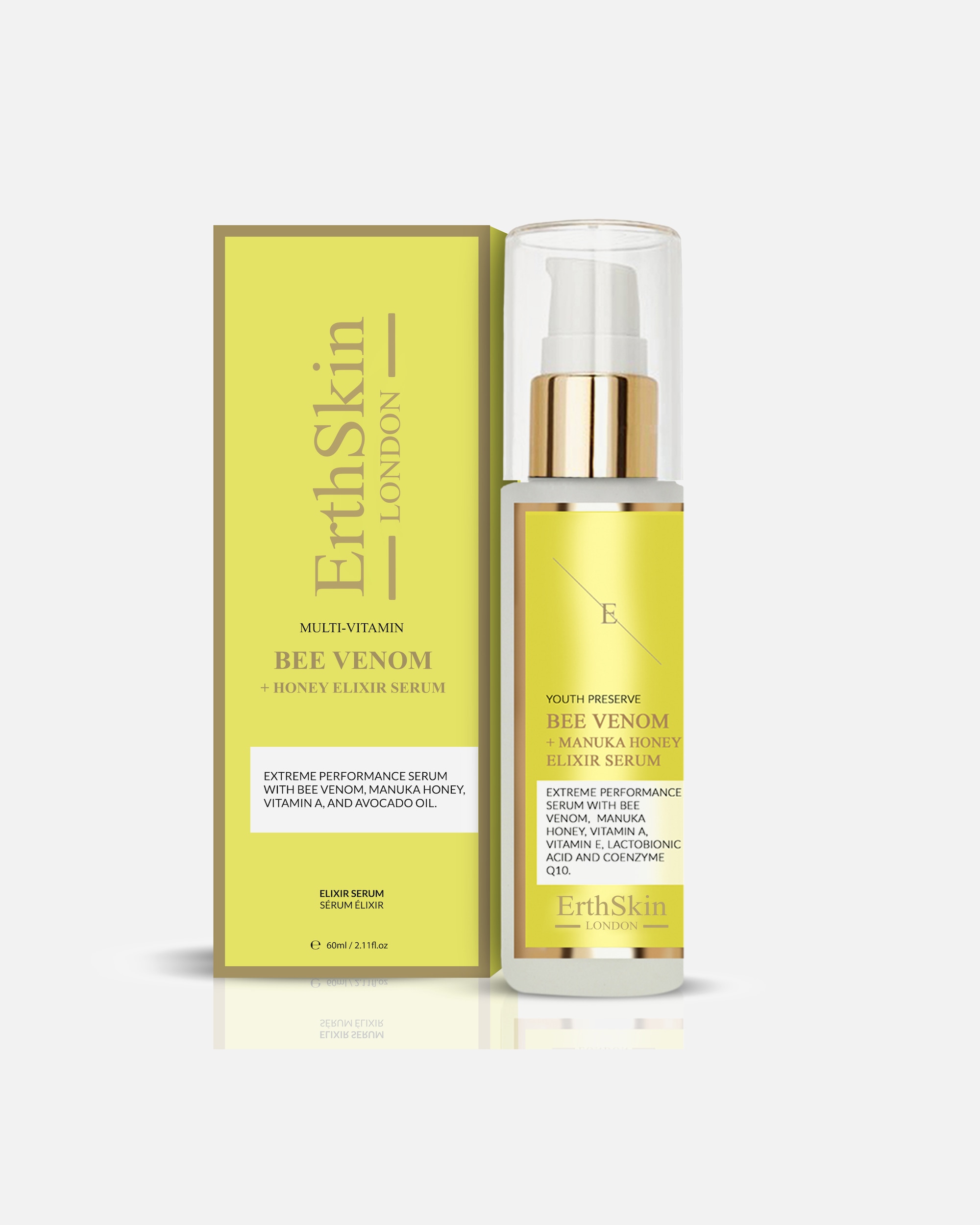 Feuchtigkeitsserum für Weiblich ErthSkin London Bienengift + Manuka-Honig-Elixier-Serum 60ml