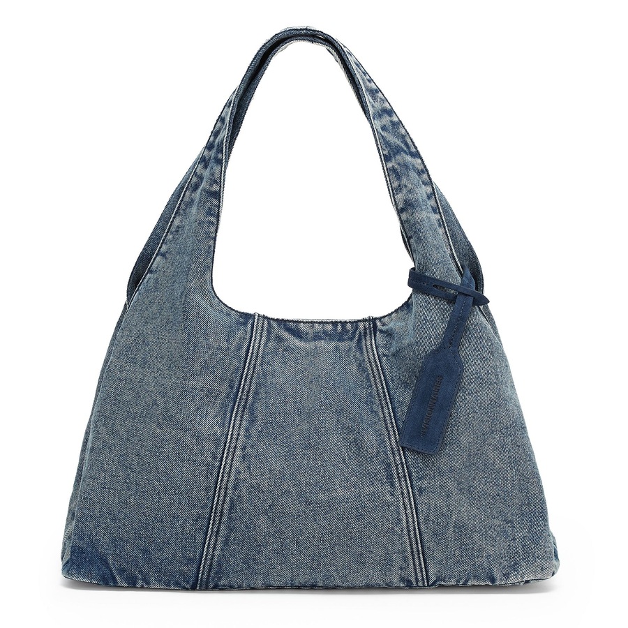 LES VISIONNAIRES Paz Essential Schultertasche washed denim Grau Damen