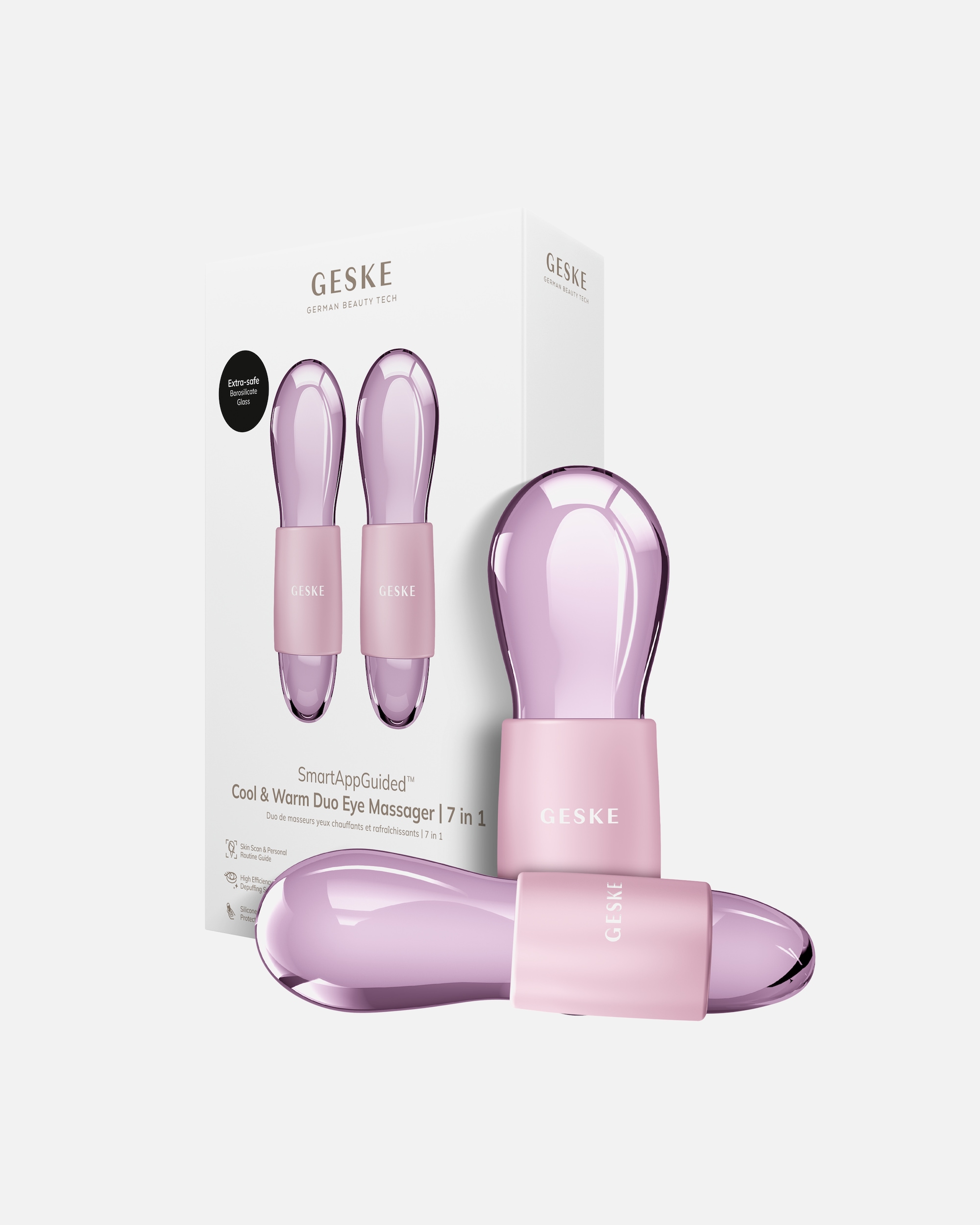 Elektrisches Gesichtsmassagegerät für Unisex GESKE GESKE SmartAppGuided™ Cool & Warm Duo Eye Massager | 7 in 1 Pink