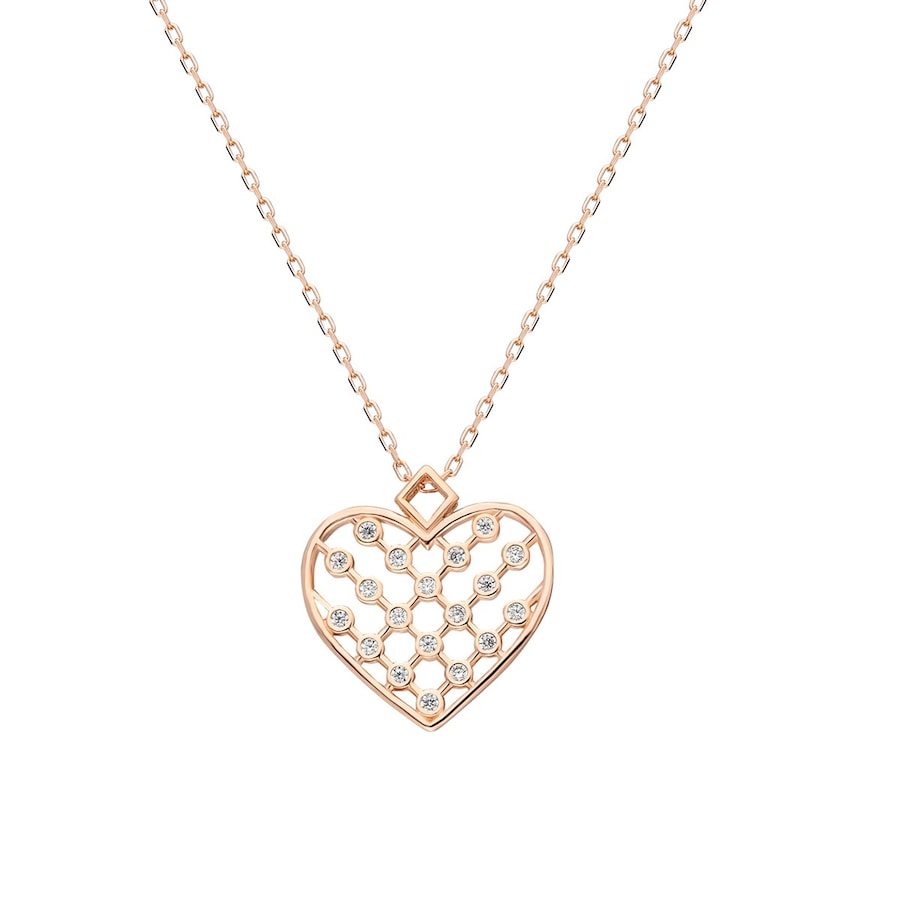 dKeniz Anhänger mit Kette 925/- Sterling Silber Zirkonia weiß 42+3cm Damen