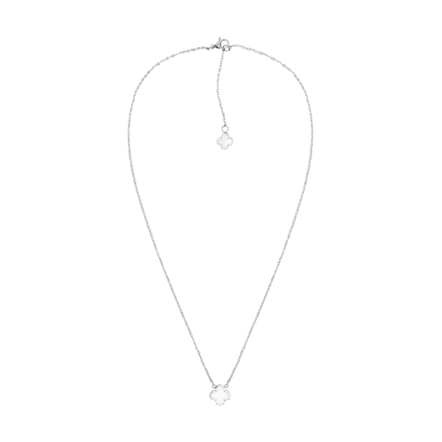 Lenoites Kette Mit Anhänger 'Four-leaf Clover Mini' silver white Grau Damen