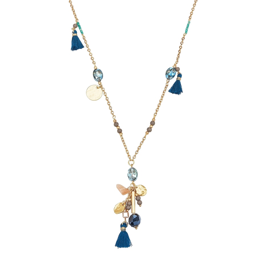Lulu & Jane Halskette Messing Crystal in Gelbgold 88,5 cm Basiskette + 5,0 Verlängerung Damen