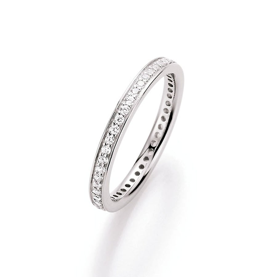 Smart Jewel Ring filigran, Zirkonia Steine mit Brilliantschliff, Silber 925 60 Weiss Damen