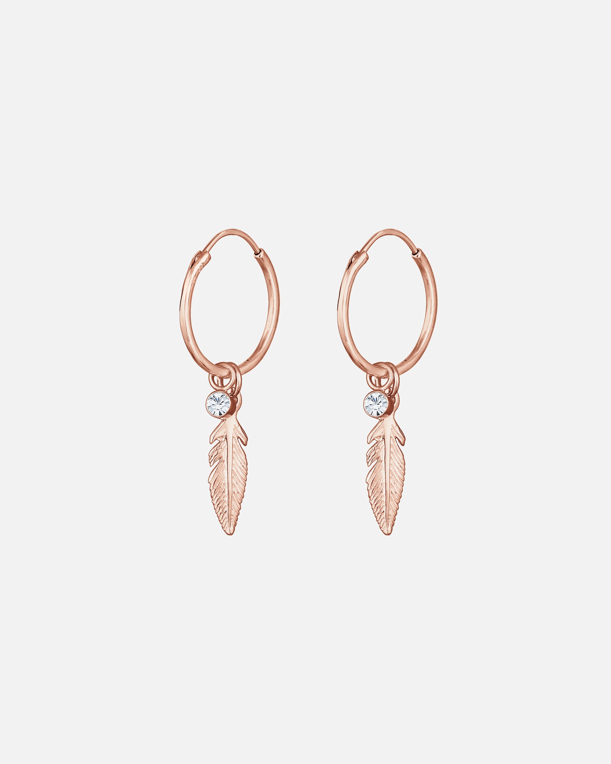 Creolen für Weiblich Elli Elli Ohrringe Creole Feder 925 Silber, mit Kristallen von Swarovski® rosefarben